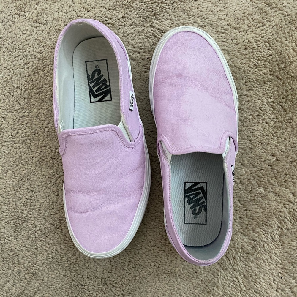Lavender purple vans slip on
